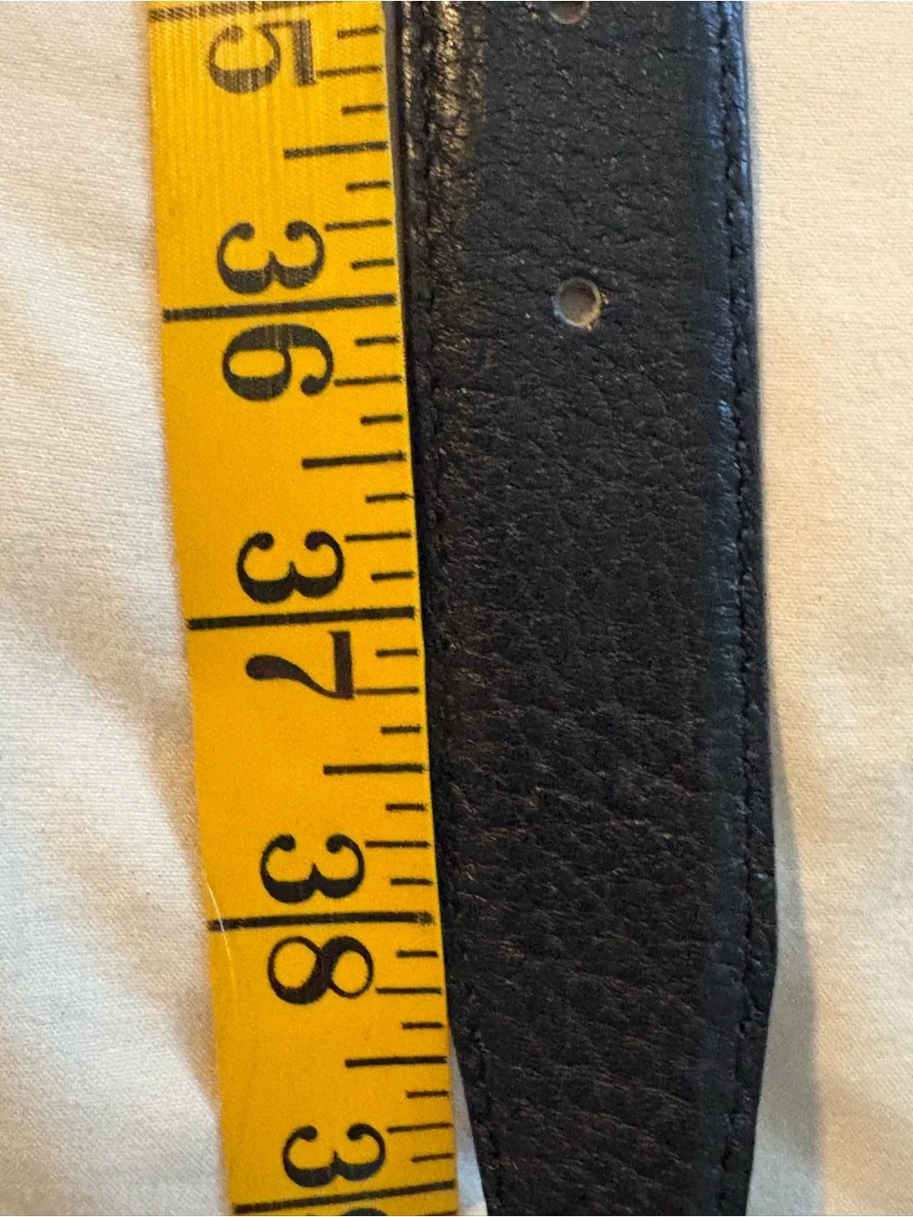 Vtg Christian Dior black leather belt brass CD logo designer belt size 36, Spain